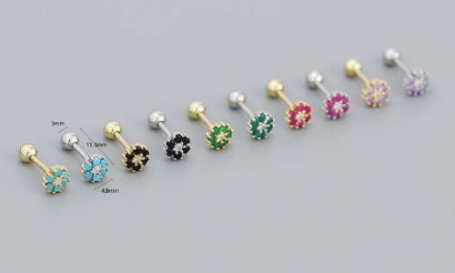 CZ Flower Screw Back Studs