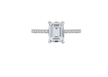 Emerald cut Engagement Ring with Pave 5A Zircon Band