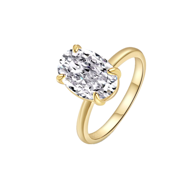 Oval Cut Solitaire Engagement Ring in Gold Plating