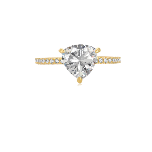 Trillion Cut Diamond Simulants Solitaire Engagement Ring in Gold