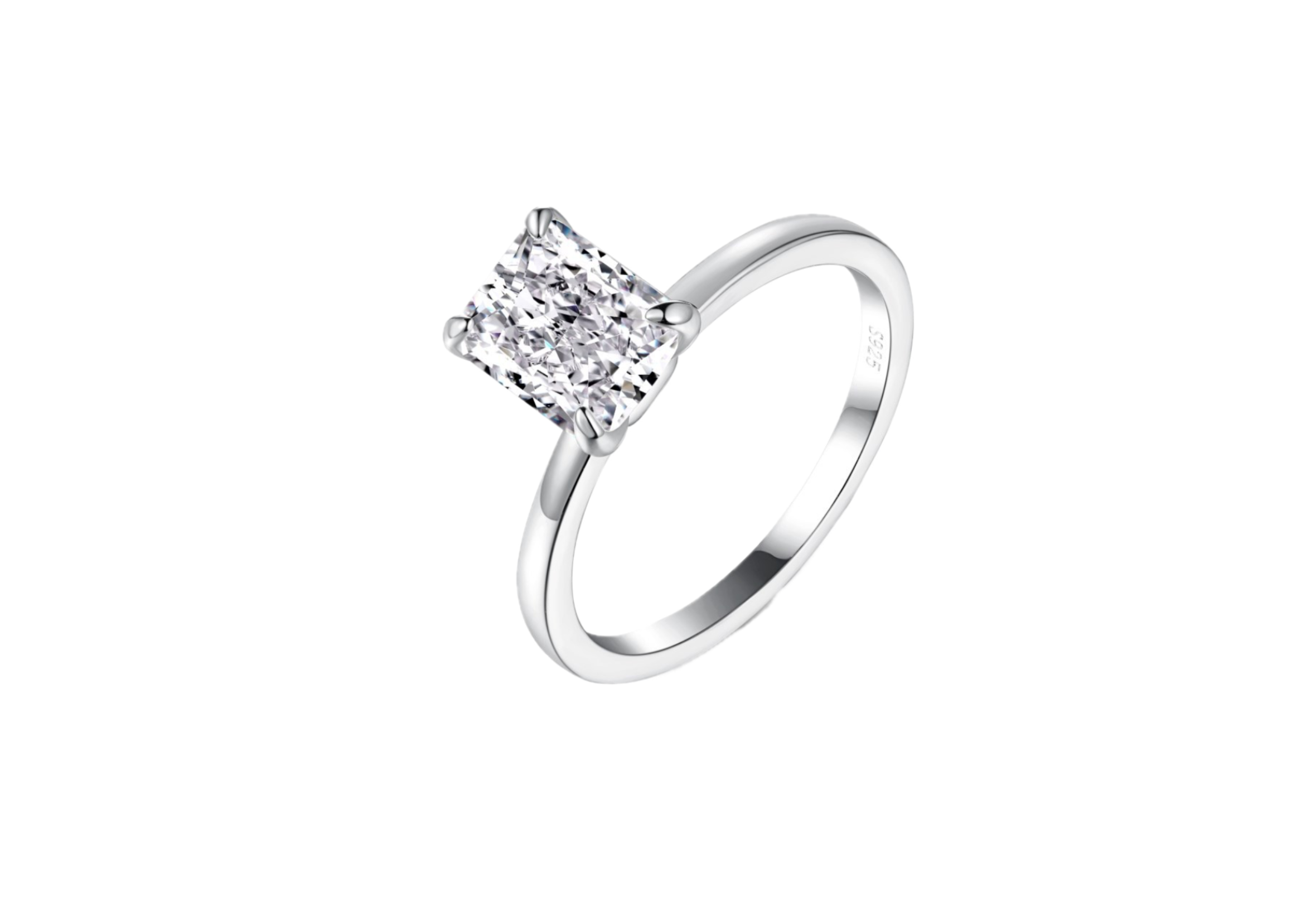 2CT Radiant Cut Diamond Simulants Ring in 18K Gold Plating