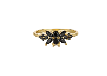 Dainty Gold Black CZ Ring