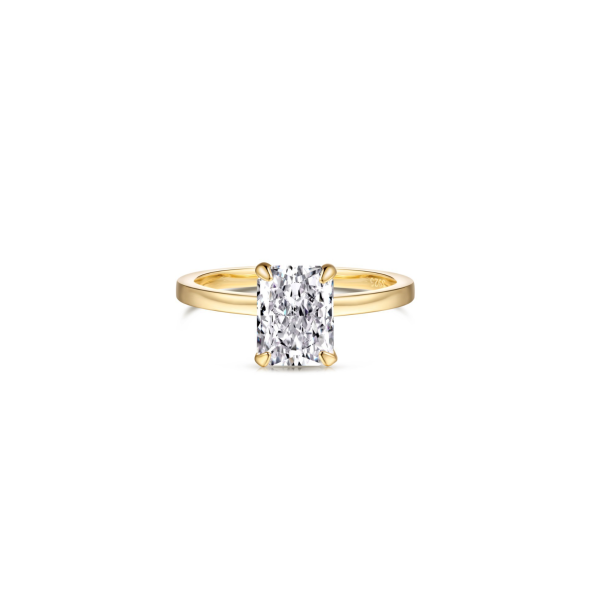 2CT Radiant Cut Diamond Simulants Ring in 18K Gold Plating