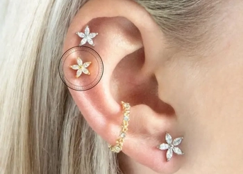 Flower Barbell Earrings,18K Gold Plating Marquise CZ Screw Back Earrings,Stacking Earrings