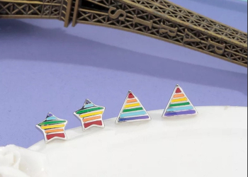 925 Sterling Silver Rainbow Star/Triangle Earrings
